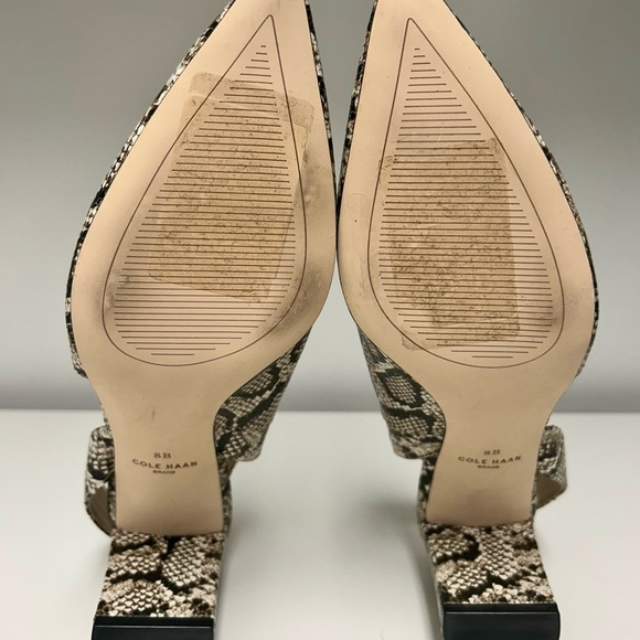 Cole Haan Python Snake Print Vania d'Orsay Pumps Leather Slingback Block Heels 8 - Picture 3 of 5